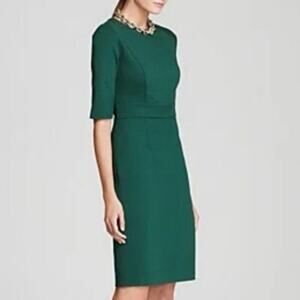 Trina‎ Turk Emerald Green Monarch Ponte 1/2 Sleeve Sheath Career Dress - 2/4